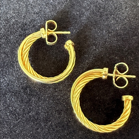 David Yurman Crossover Cable Hoop Earrings 18K Yellow Gold High Polish 1" 11.4g - Picture 3 of 16